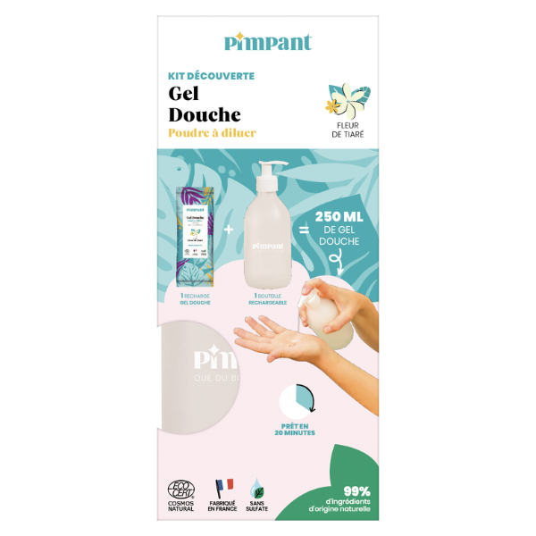 Pimpant -- Kit découverte Gel douche Tiaré - 1 bouteille + 1 recharge